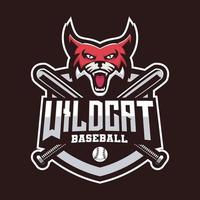 design de logotipo de beisebol de mascote wildcat vetor