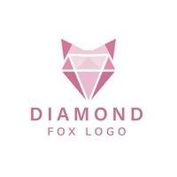 logotipo de design de ilustração de diamante rosa simples com cara de raposa. vetor