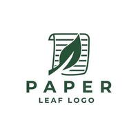 logotipo de rolo de papel, papel de parede de ícone de folha verde design vetorial simples vetor