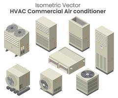 vetor isométrico de unidade de condensação de condicionadores de ar, chiller, unidades vrf, condicionadores de ar para comercial ou fábrica, hvac