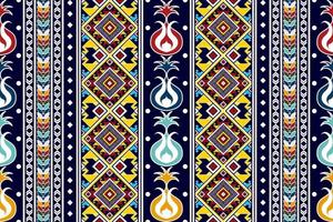 design de padrão têxtil sem costura étnica ikat. tecido asteca tapete mandala ornamentos têxteis decorações papel de parede. tribal boho peru nativo bordado tradicional de fundo vector. vetor