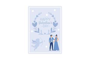 Casal apaixonado. feliz Dia dos namorados. 14 de fevereiro é o dia de todos os amantes. gráficos adequados para decorar cartazes, folhetos, cartões postais, folhetos ilustração vetorial plana vetor