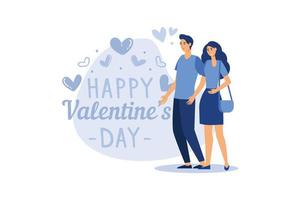 Casal apaixonado. feliz Dia dos namorados. 14 de fevereiro é o dia de todos os amantes. gráficos adequados para decorar cartazes, folhetos, cartões postais, folhetos ilustração vetorial plana vetor