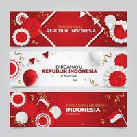 conjunto de banner do dia da independência da indonésia vetor