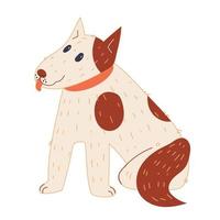 personagem de desenho animado engraçado cão adorável sentado nas patas, ilustração vetorial plana isolada no branco. bonito adorável animal de estimação doméstico. cão ou cachorro com manchas. vetor