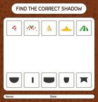 encontre o jogo de sombras correto com o ícone de natal. planilha para crianças pré-escolares, folha de atividades para crianças vetor