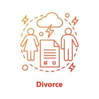 ícone do conceito de divórcio. família se desfaz. ilustração de linha fina de idéia de ruptura de relacionamentos. desenho de contorno isolado de vetor