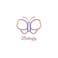modelo de design de logotipo de borboleta abstrata com forma de asas esboçadas. conceito de logotipo animal isolado no fundo branco. cor de gradação violeta magenta laranja. adequado para produtos de beleza e moda vetor