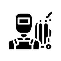 soldador trabalhador glifo ícone ilustração vetorial preto vetor