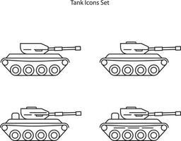 ícones de tanque isolados no fundo branco da coleção do exército. ícone de tanque símbolo de tanque moderno e moderno para logotipo, web, app, ui. sinal simples do ícone do tanque.