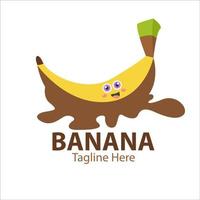 logotipo para o seu negócio com personagem de banana fofa vetor