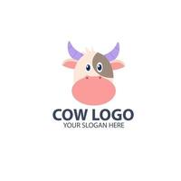 logotipo para o seu negócio com personagem de vaca fofa vetor