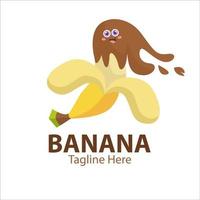 logotipo para o seu negócio com personagem de banana fofa vetor