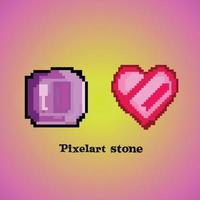 Pedras preciosas de rubi de pixel de 8 bits e daimond de pixel para ativos de jogos e padrões de ponto de cruz em ilustrações vetoriais vetor premium