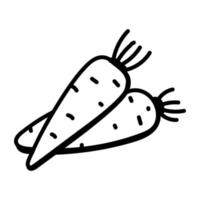 um ícone de vetor desenhado à mão de cenoura