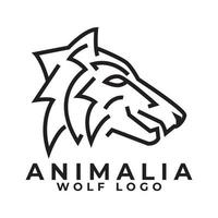 definir vetor de design de logotipo de lobo monoline