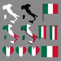 Itália. mapa e bandeira da Itália. ilustração vetorial. vetor