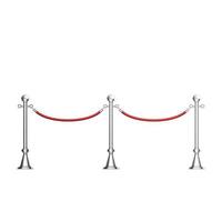 coluna de cromo de barreiras com vetor de corda de veludo vermelho