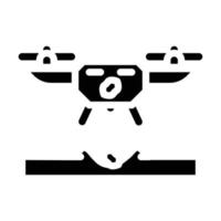 ilustração vetorial de ícone de glifo de plantio de agricultura de drone vetor