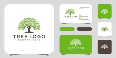 elementos de design de logotipo de árvore. modelo de logotipo de jardim verde e cartão de visita vetor