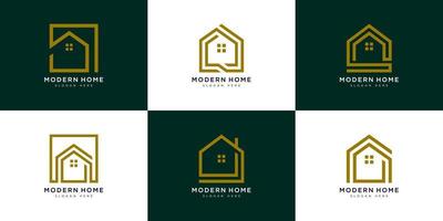 conjunto de design de vetor de logotipo em casa moderna