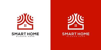 logotipo de tecnologia de casa inteligente com cartão de visita de logotipo de estilo de arte de linha vetor