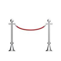 coluna de cromo de barreira com vetor de corda elegante vermelha