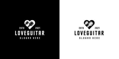 amo design de logotipo de guitarra estilo de silhueta vetorial vetor