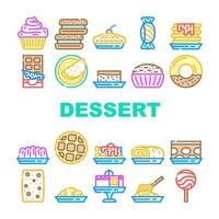 vetor de conjunto de ícones de coleção de comida deliciosa de sobremesa