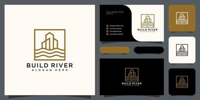 construção de vetor de logotipo do rio com design de cartão de visita