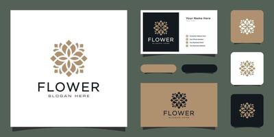 logotipo de luxo monoline de flores com design de cartão de visita vetor