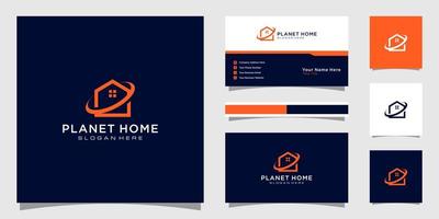 planeta home build abstrato para design de logotipo e cartão de visita vetor