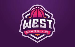 modelo de logotipo de clube de basquete para equipe esportiva ou torneio