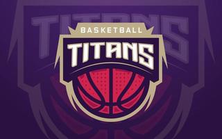 modelo de logotipo do clube de basquete titãs para equipe esportiva e torneio vetor