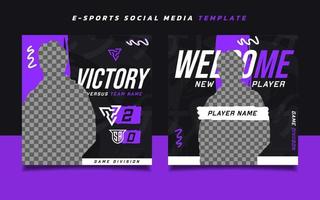 modelo de design de postagem de mídia social de vitória de jogos esports vetor