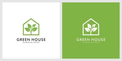 design de vetor de logotipo de casa de folha verde
