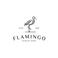 vetor de logotipo de linha animal flamingo