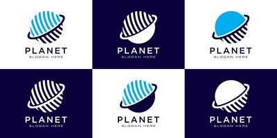 design de logotipo abstrato de órbita de planeta criativo e cartão de visita vetor