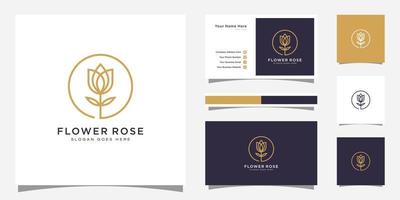 design de vetor de logotipo de flor rosa e design de cartão de visita