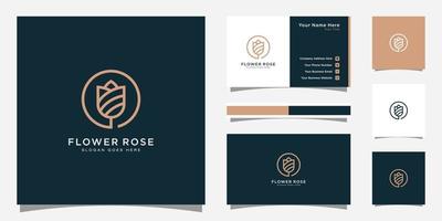 design de vetor de logotipo de flor rosa e design de cartão de visita