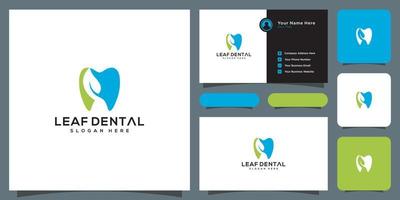 design de vetor de logotipo dental de folha