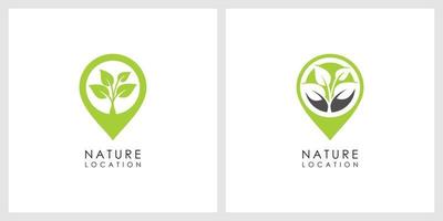 design de vetor de logotipo de localização de folha de natureza