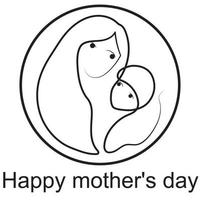 silhueta de uma mãe com uma criança. conceito de dia das mães feliz. mulher bonita com uma criança. estilo doodle. ilustração vetorial isolada no fundo branco. vetor