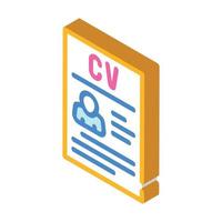 curriculum vitae cv ilustração em vetor ícone isométrico