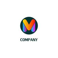 conceito de logotipo alfabético letra m, modelo de design de logotipo de empresa de mídia móvel, colorido, moderno vetor