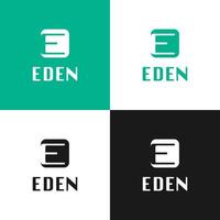 fivela cinto forma letra e alfabeto logotipo conceito, modelo de design de logotipo eden, adequado para moda, estilo de vida ou empresa boutique. preto, verde, branco