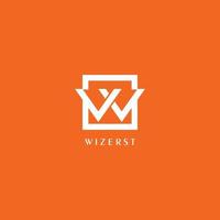 modelo de design de logotipo letra w ou vv ou vw, caixa branca em fundo laranja, conceito de logotipo quadrado retângulo, simples e limpo, forte negrito vetor