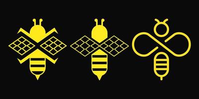 coleção de conceito de logotipo de abelha. minimalista, linha, combinação, simples, moderno, elegante, monograma e estilo clean. adequado para logotipo, ícone, símbolo e sinal. como comida, bebida ou logotipo da marca vetor