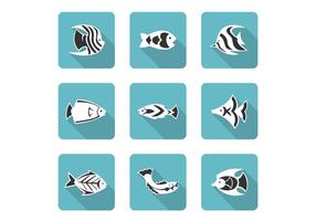 Conjunto estilizado de vetores de ícones de peixe