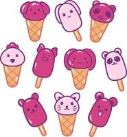 ilustração de doodle de sorvete de animal fofo vetor